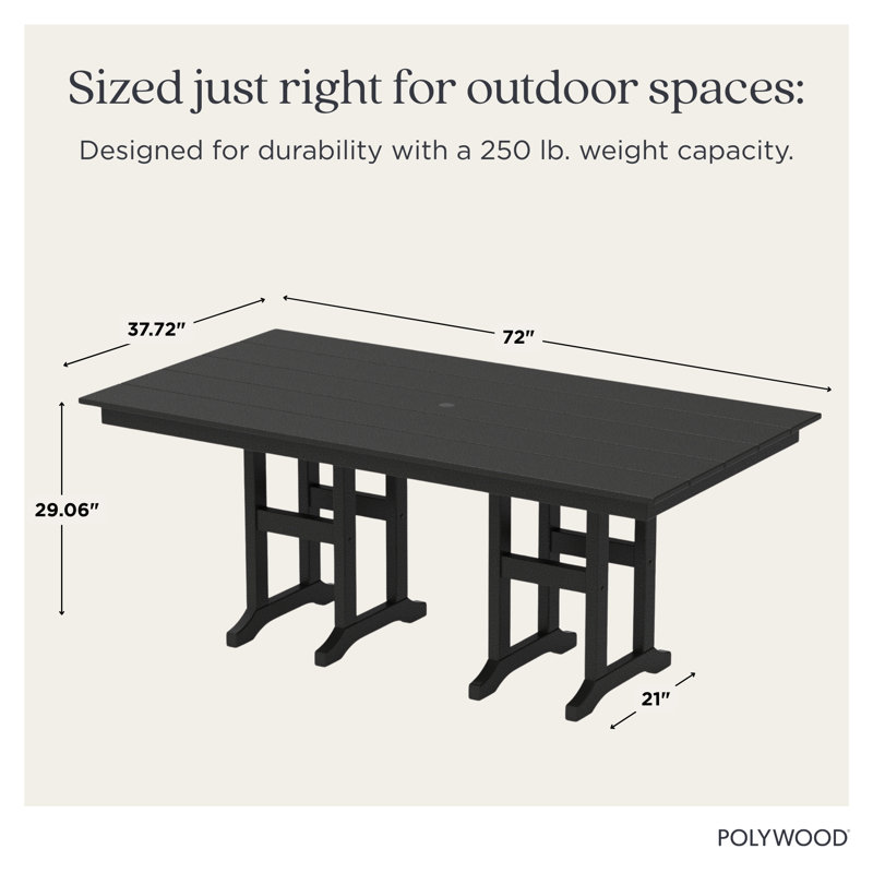 Table de salle à manger Farmhouse 37 "x 72", Gris, H 29,06 po x l 37,72 po x L 72 po