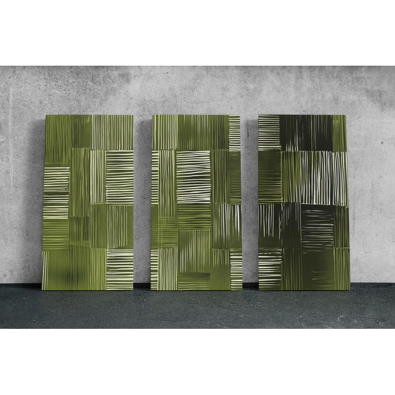 Impression sur toile Triptych - Emerald Layers, H 24 po x l 48 po