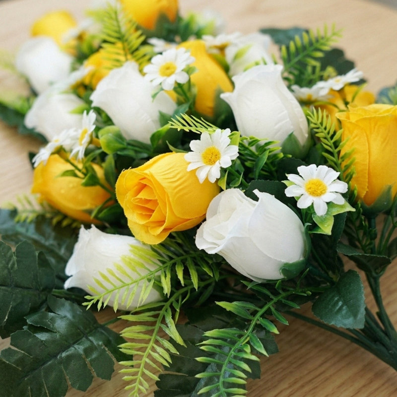 Fleurs de cimetière artificielles, Jaune / Blanc