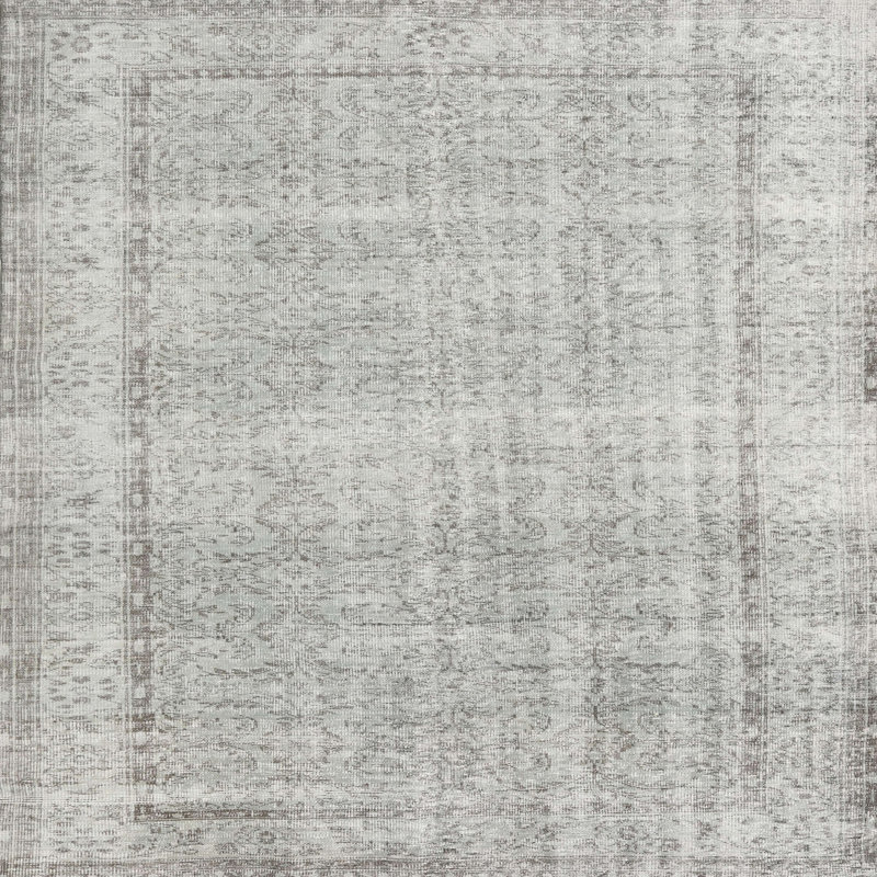Tapis oriental beige / gris en laine, Rond 8 pi