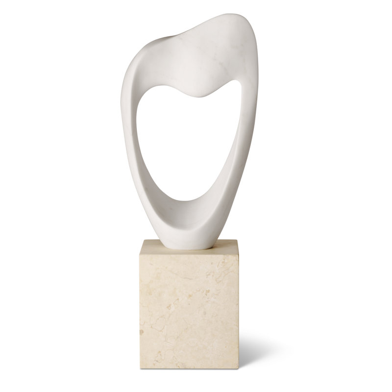 White Marble Shell-Inspired Decorative Objet, 16" Tall