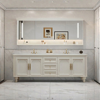 French cream style rock plate bathroom cabinet