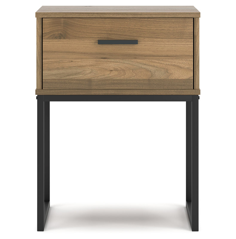 Deanlow Honey Brown and Black 1-Drawer Nightstand