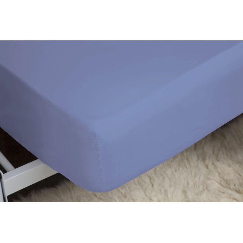 200 TC 50/50 Percale Polycotton Percale Fitted Sheet, Sky Blue, Super King (6')
