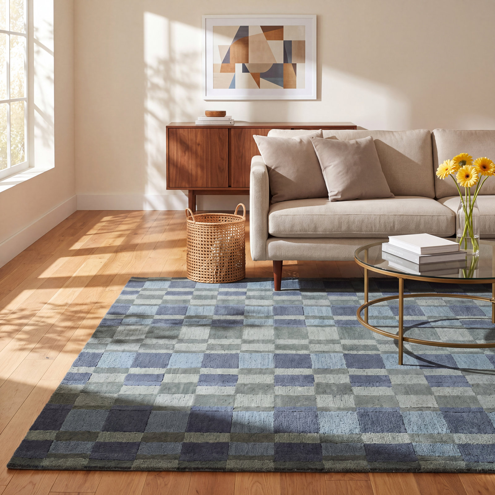 Hand-Tufted Wool Rug, Green, Rectangle 5' x 8'