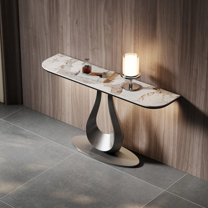 Console de style italien en pierre frittée., H 33,4 po x l 55 po x P 13,7 po