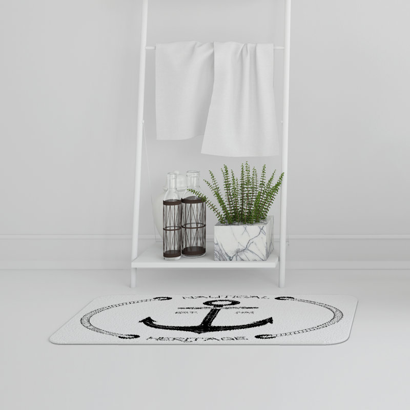 Guerrier Non-Slip Bath Rug, Vintage Nautical Anchor