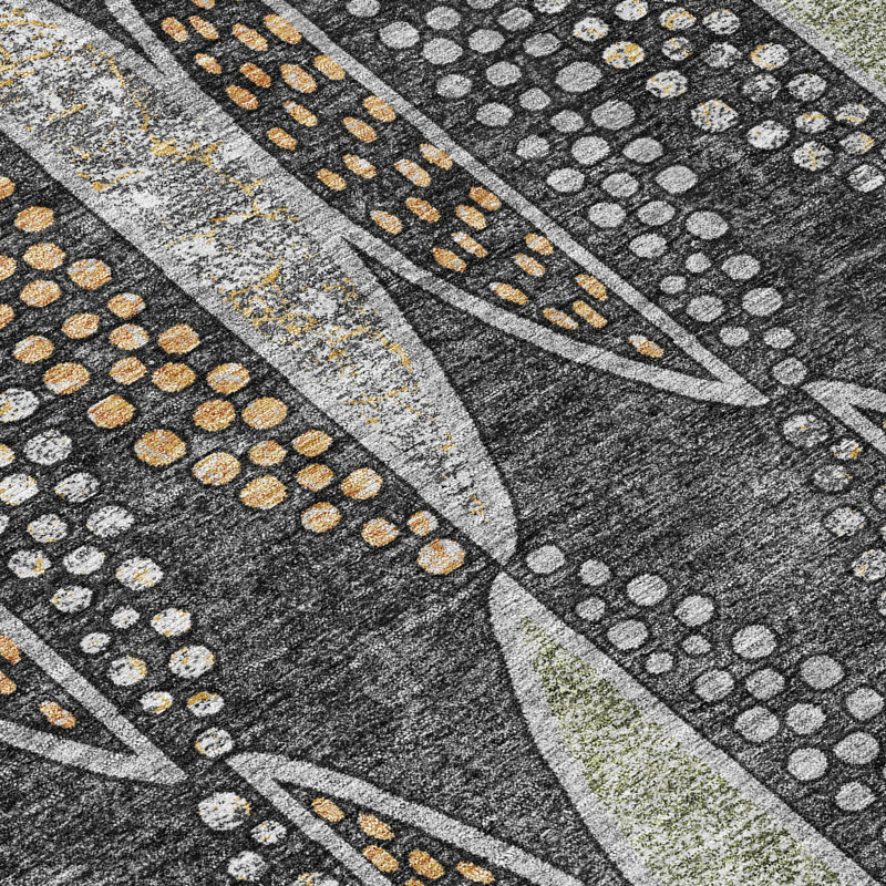Machine Washable Indoor/Outdoor Chantille ACN2711 Casual Rug, 5' x 7'6", Black