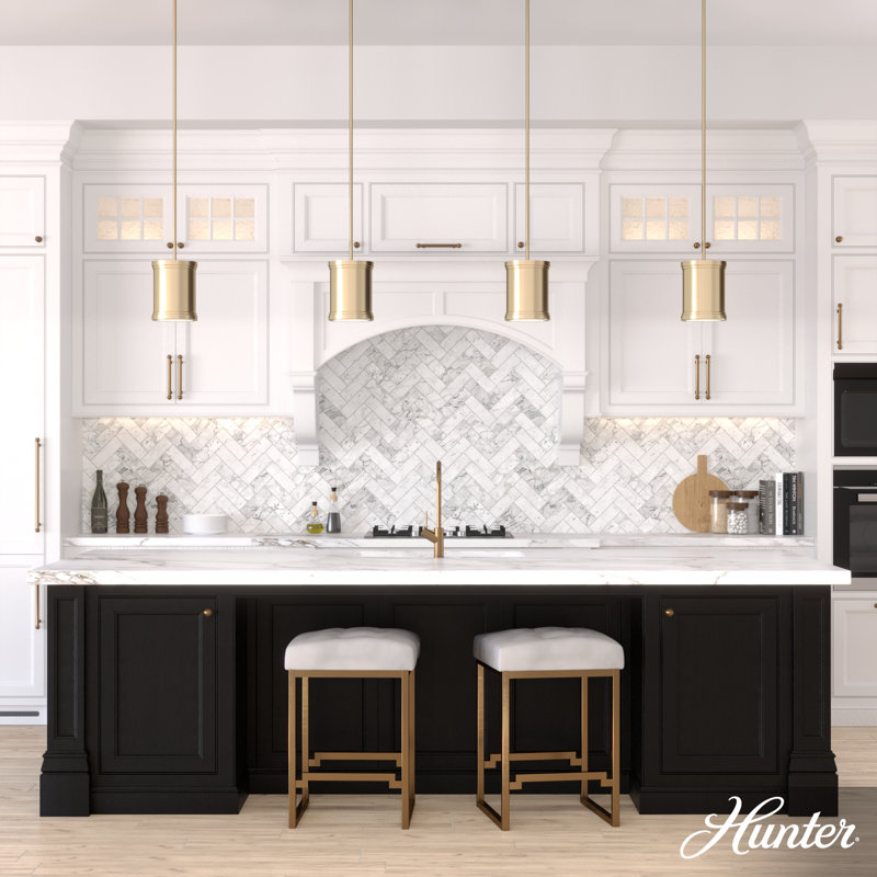 Alturas Gold Painted Cased White Glass Drum Pendant Light