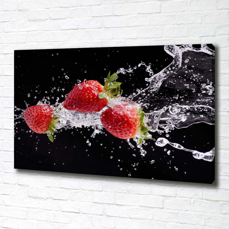 Strawberries And Water - Wrapped Canvas Print