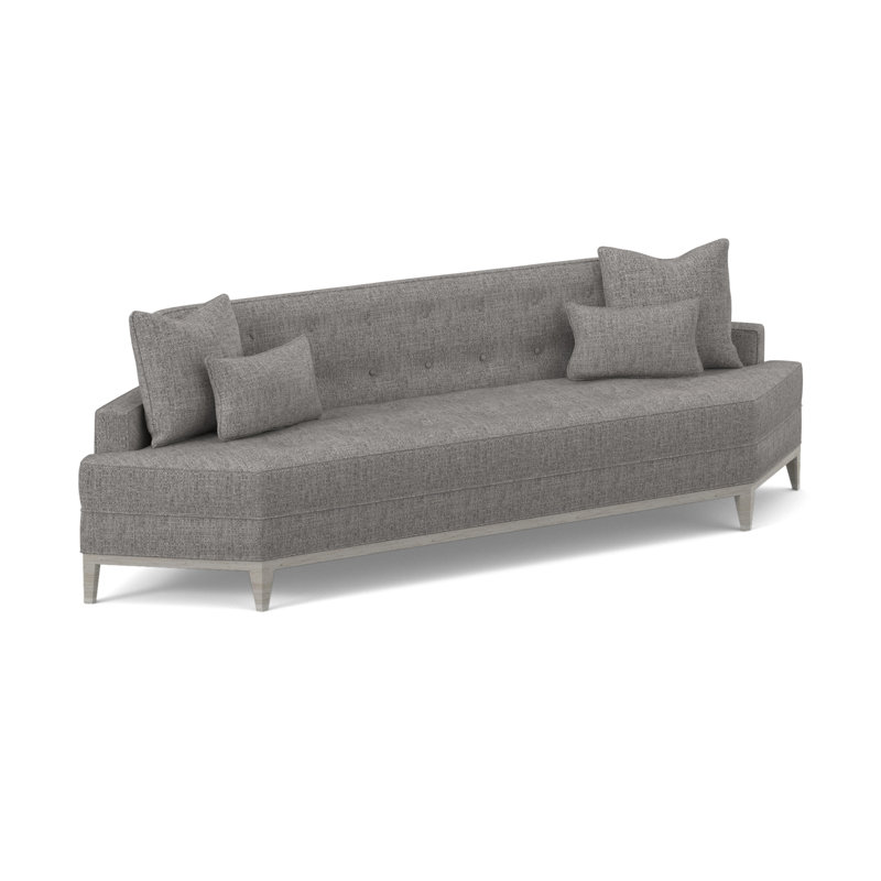 Perspective 106 " Chenille and Velvet Sofa, Kinsley Sky Viscose, Bisque