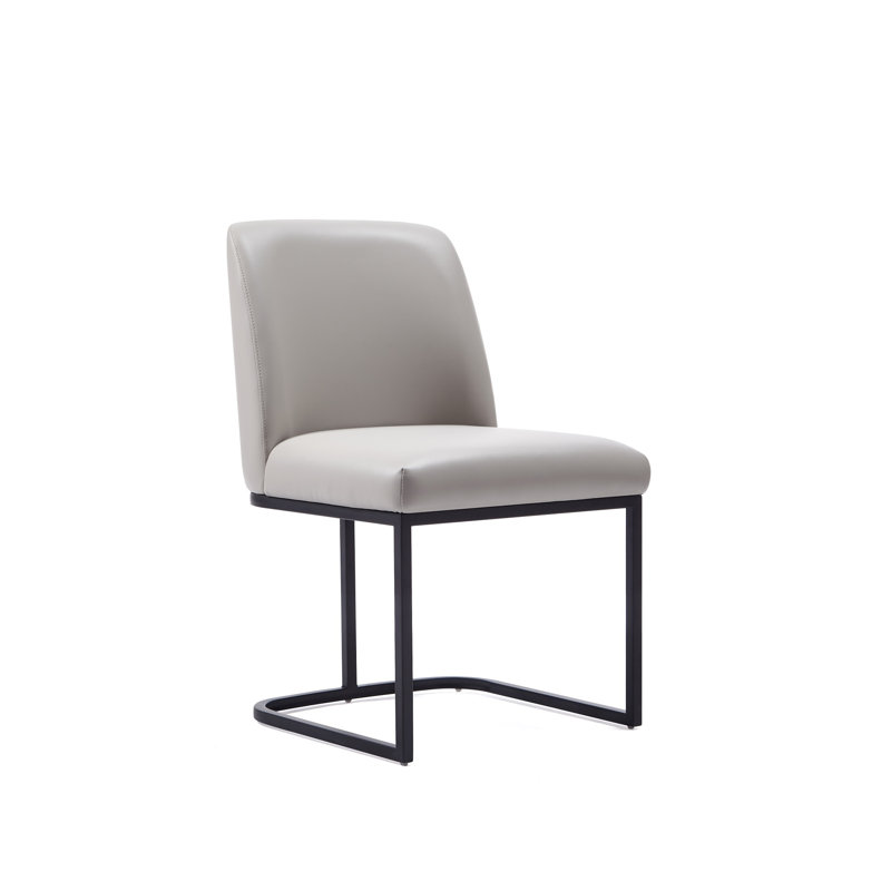 Serena Leatherette Side Chair Dining Chair, Light Gray