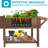 Wooden Elevated Planter With Storage Shelf, Slide Table