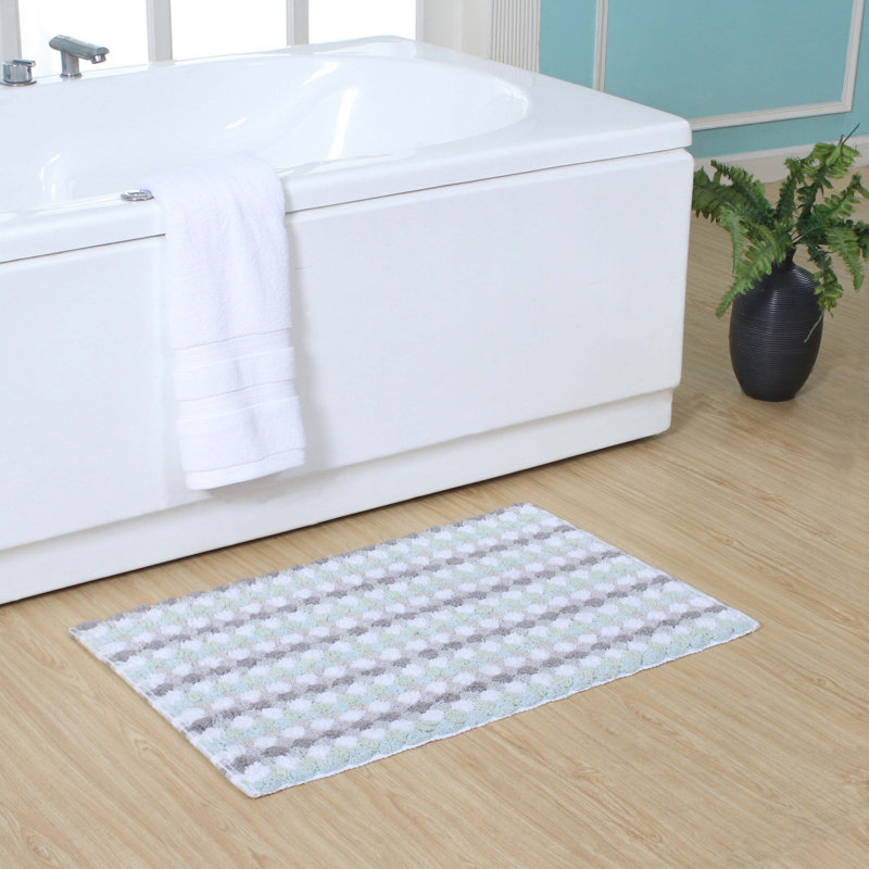 Macek 100% Cotton Bathroom Rug, Non Slip & Water Absorbent Soft Shaggy Mat, Green, 20"W x 32"L