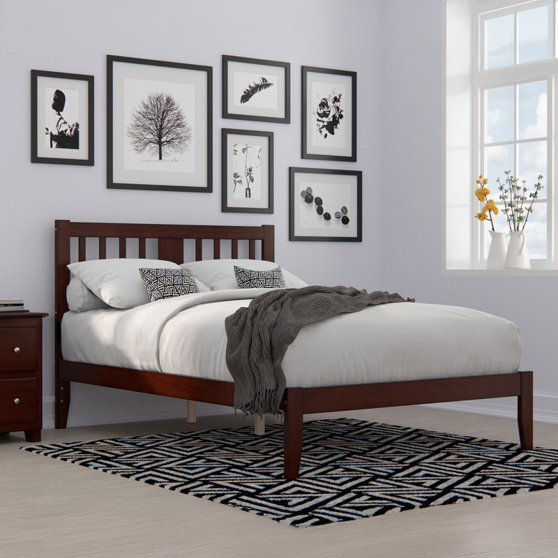 Lit plateforme en bois massif Zosia, Blanc, Double