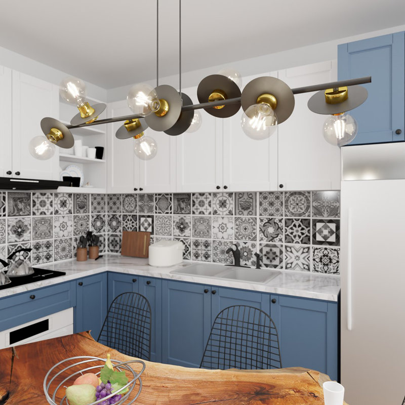 Parkview 8 - Light Matte Black Pendant, Matte Black/Gold