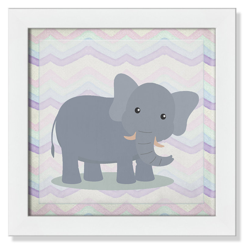 Art de l'éléphant rose, Encadré plat blanc, H 8 po x l 8 po x P 0,6 po