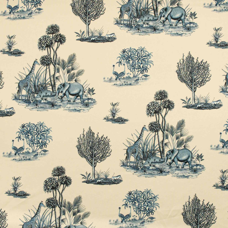 Ardmore Linen Fabric, Blue/Gold