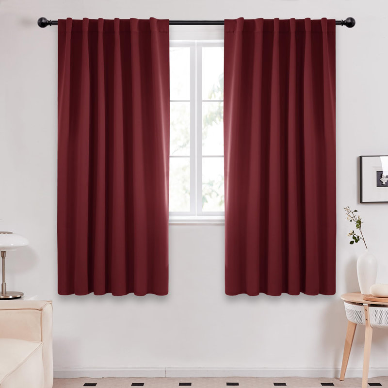 Darlington Room Darkening Curtain Pair, 52" W x 63" L, Burgundy Red