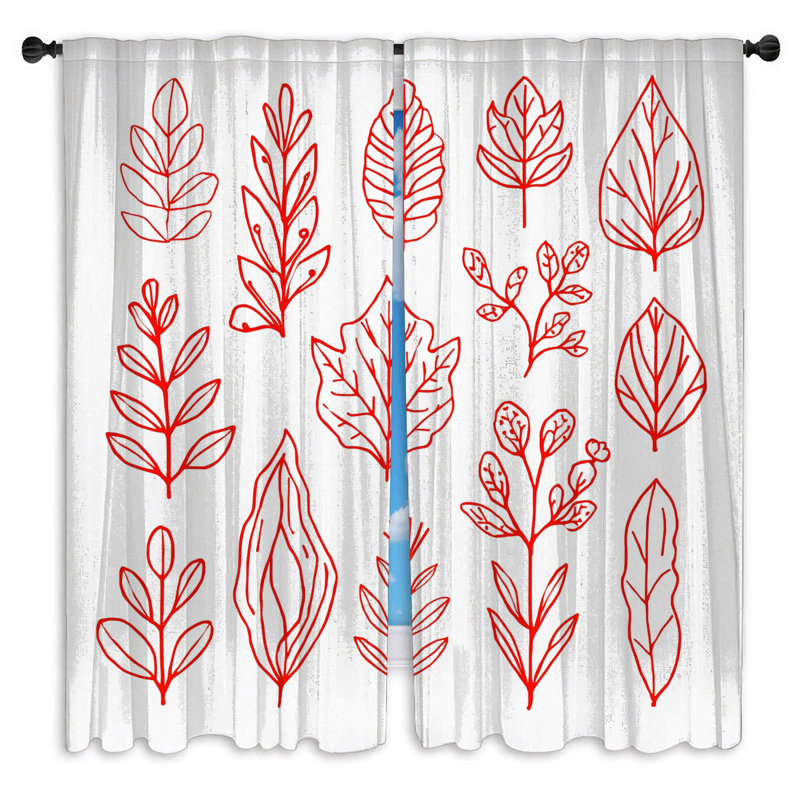 Les rideaux rouges Red Leaf, 40 po x 60 po - 2 panneaux, Transparent