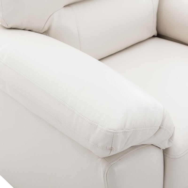 Fauteuil club en cuir Gottfried, Similicuir blanc