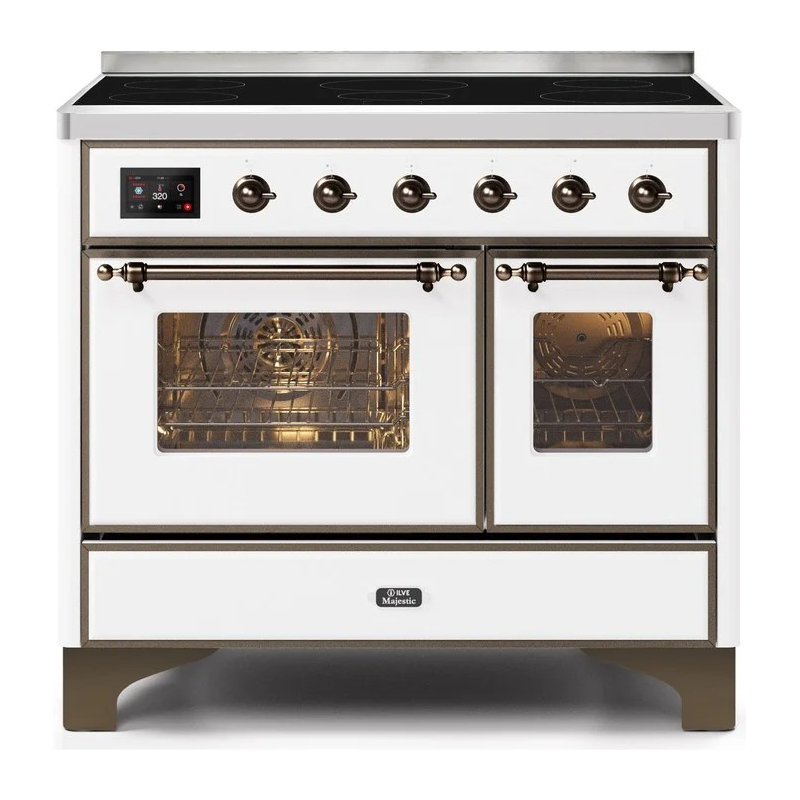 Majestic II 40" Freestanding Induction Range, White/Bronze