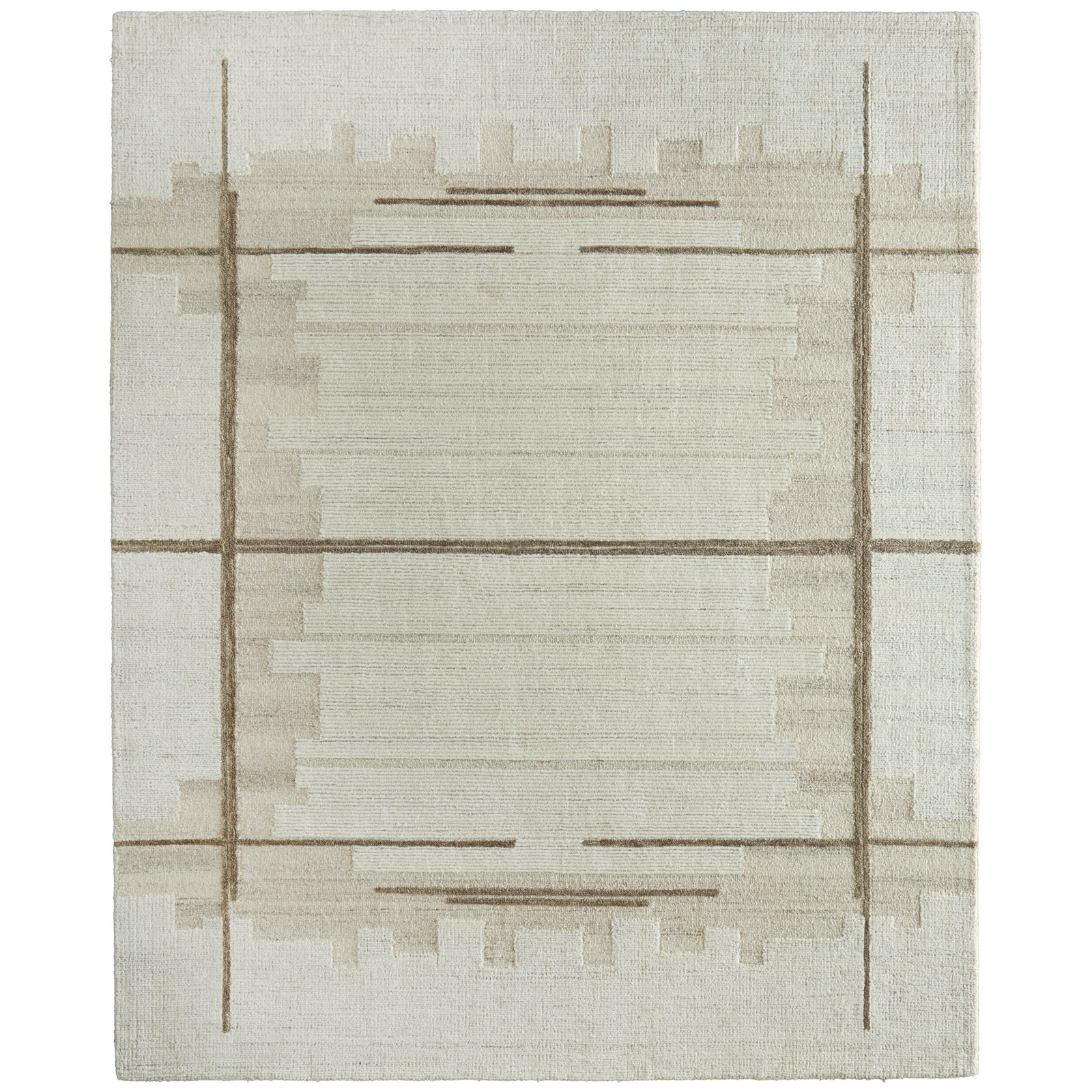 Timitra Modern Geometric Area Rug, Tan, Rectangle 5' x 8'