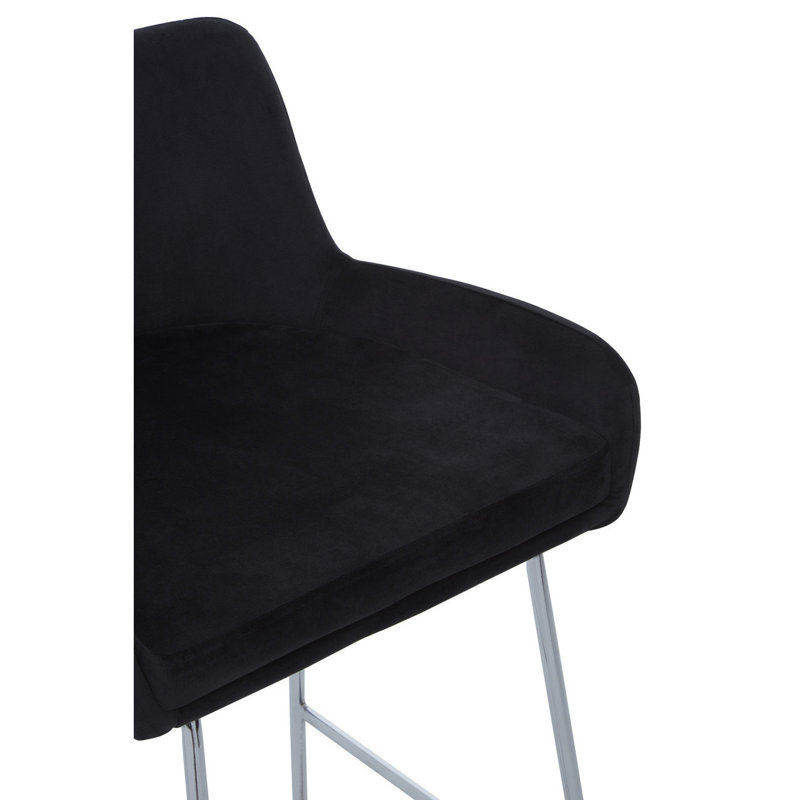 Elsberry Upholstered Counter Stool with Metal Frame, Silver, Black