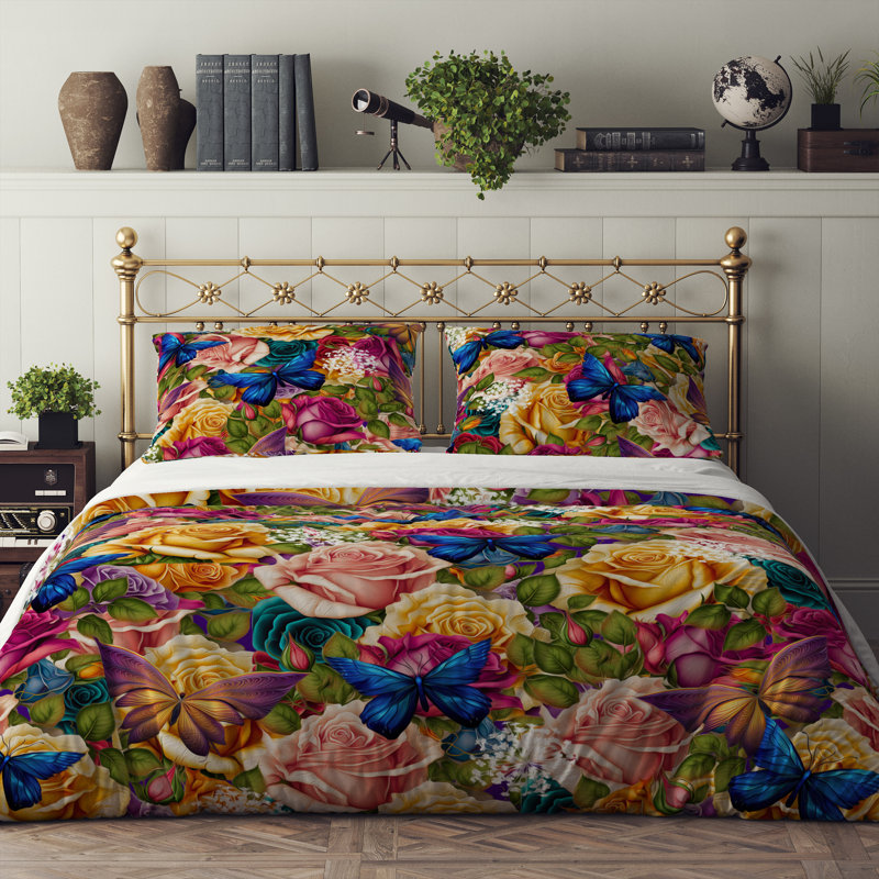 Floral Duvet Cover, Queen Duvet Cover + 2 Queen Shams
