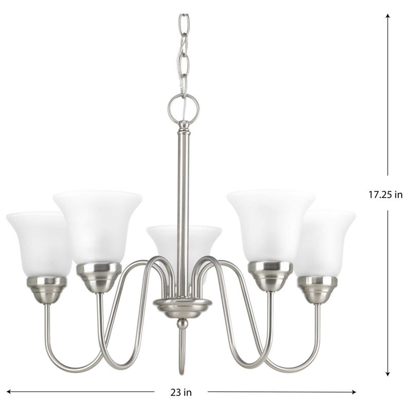 Lustre classique à 5 lumières ombrées Bogdan, Nickel brossé