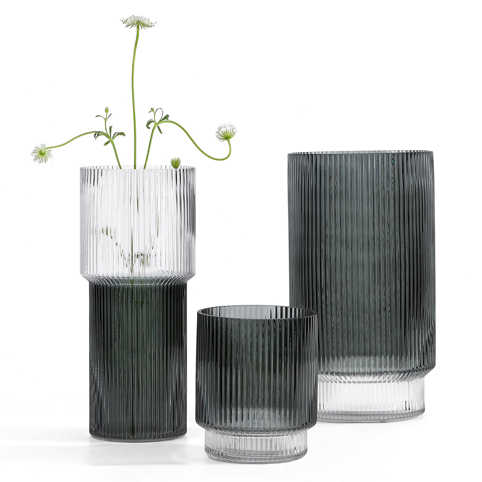 Glass Table Vase, Blue/Gray