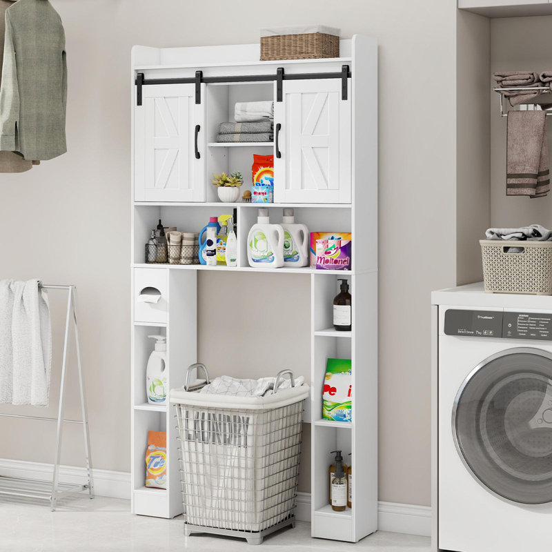Over The Toilet Storage Toilet Paper Holder Cabinet Freestanding Bathroom Organizer Space-Saving for Bathroom Laundry Room