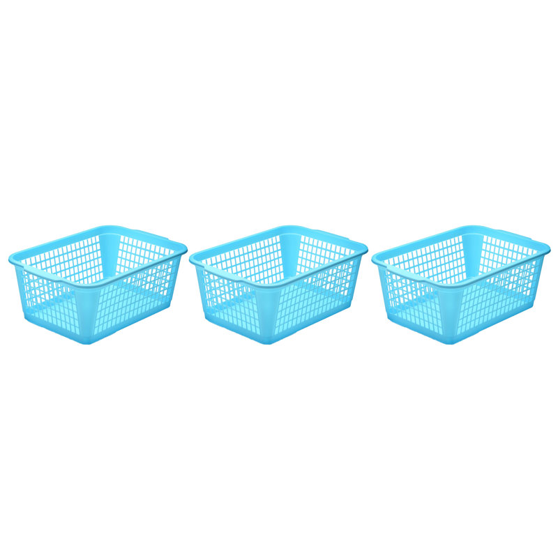 Panier de plastique, Bleu, 3, 14 x 12 x 14