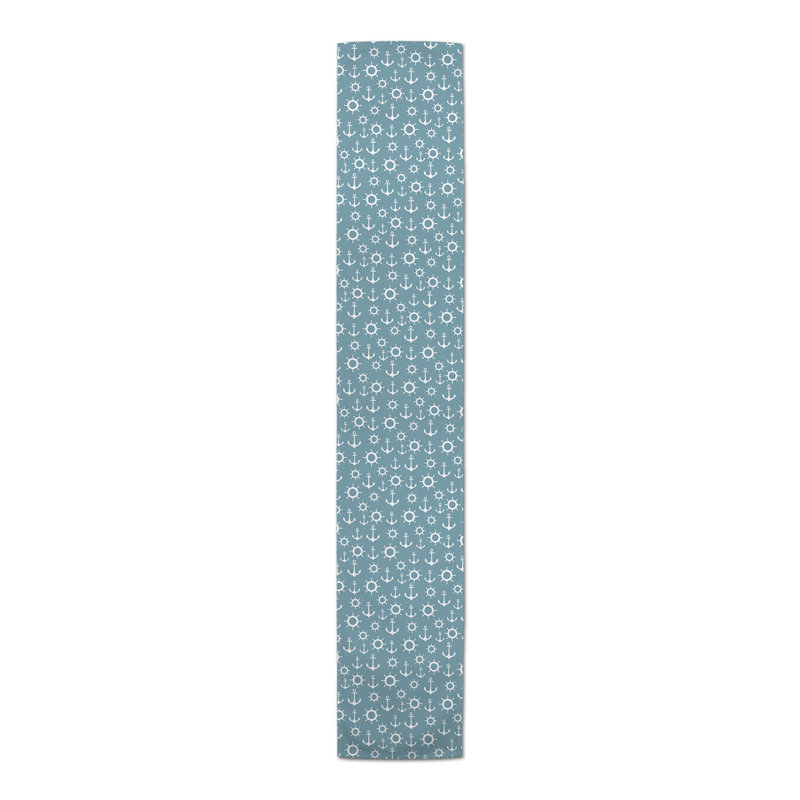 Chemin de table Athos, 90 po x 16 po, Bleu / blanc