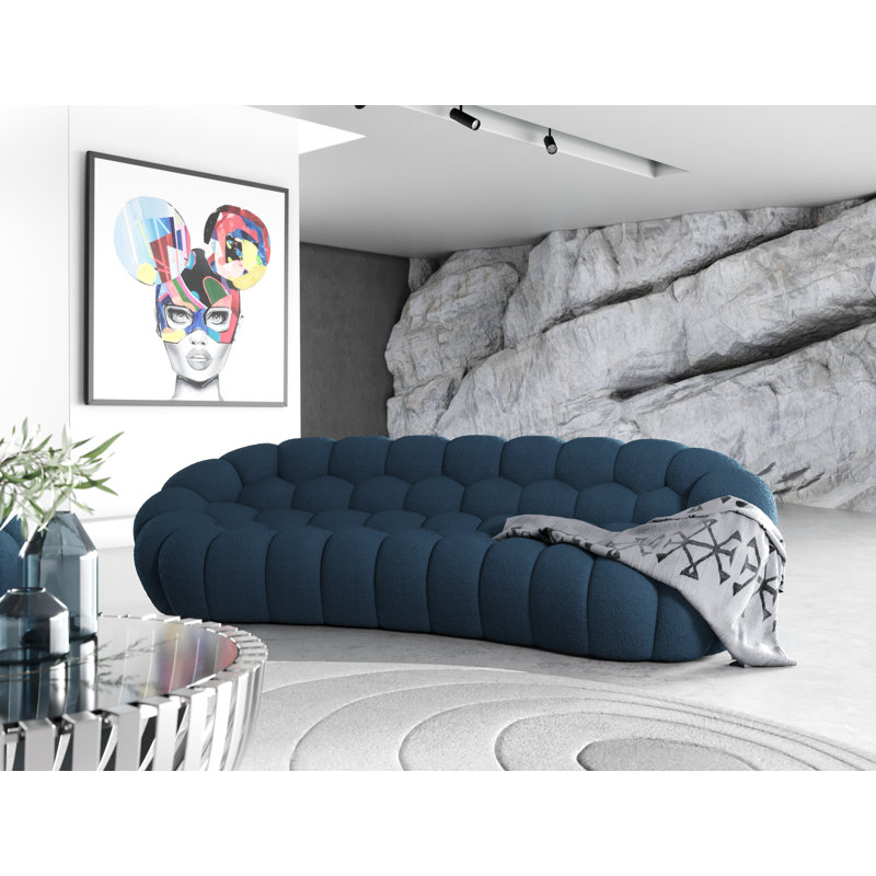 Causeuse moderne Blodget, Bleu sarcelle foncé, 28.7" H x 104.7" W x 45.3" D