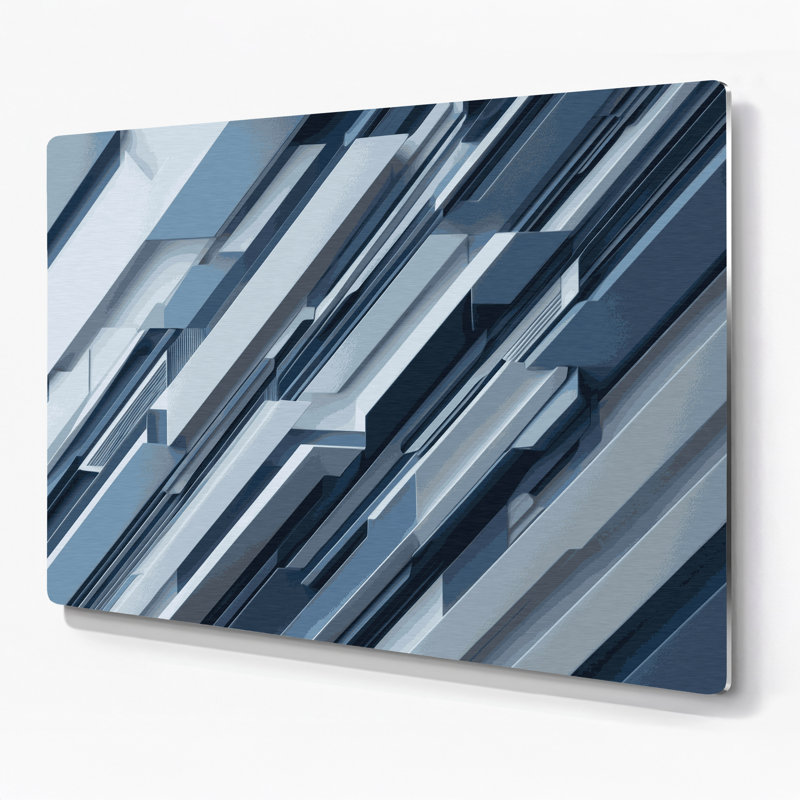 «Geometric Abstraction 32», art mural gris en métal, H 16 po x l 20 po
