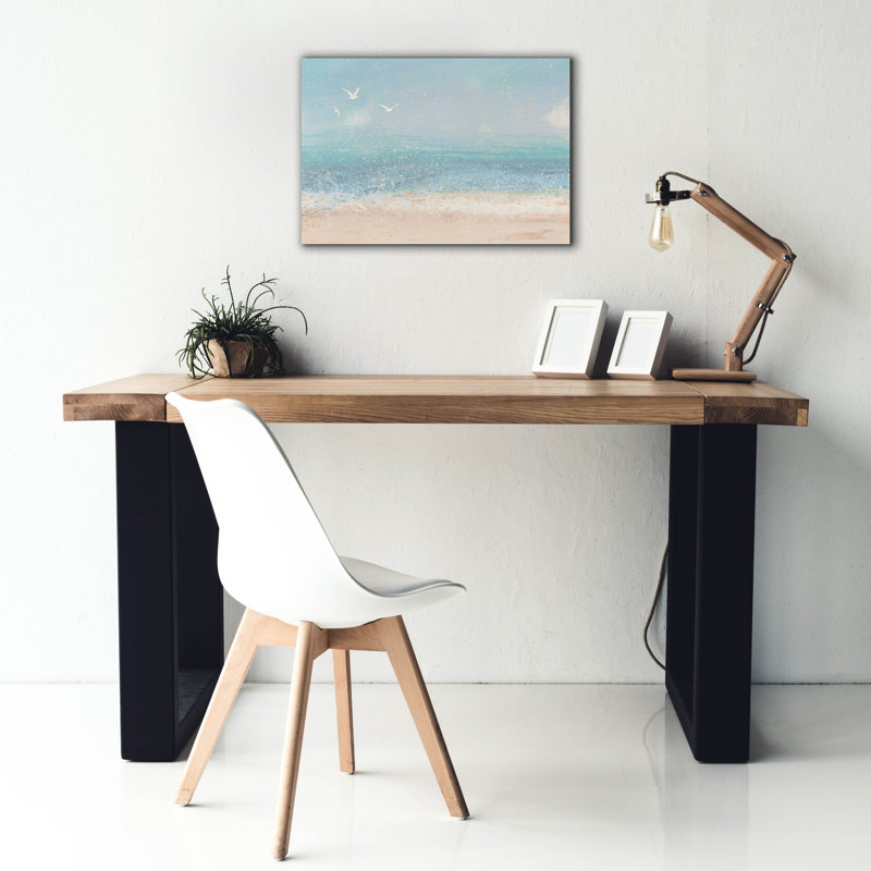 «Splatter Beach 1 Neutral» par James Wiens, art mural sur toile, H 18 po x l 26 po