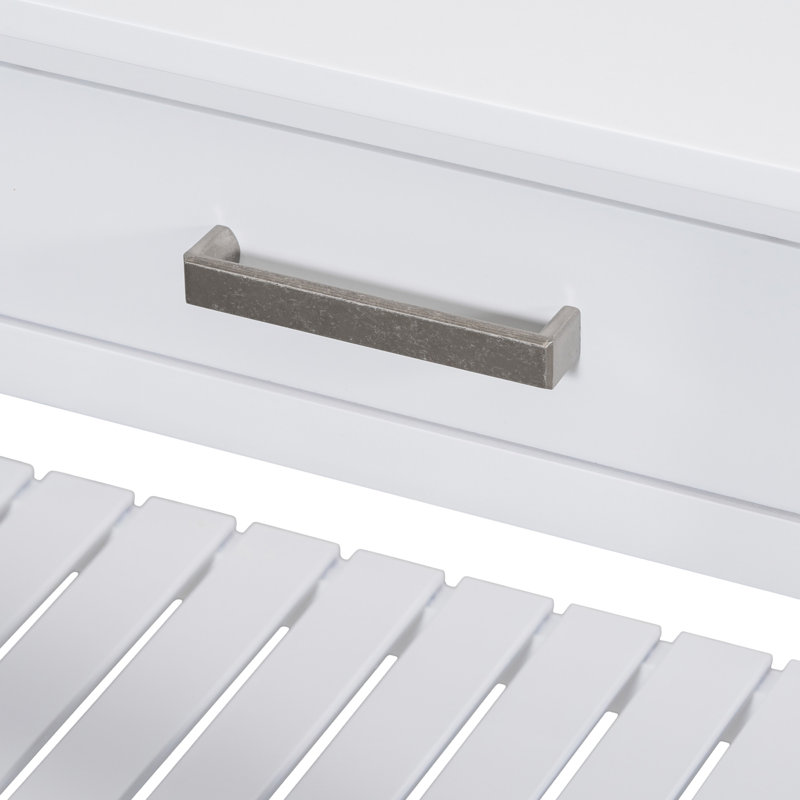 Élégante console avec 4 tiroirs et 2 tablettes, idéale pour les vestibules et les salons., Blanc