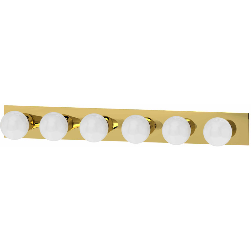 Barre d'éclairage de salle de bain murale 6 lumières l 36 po en laiton poli