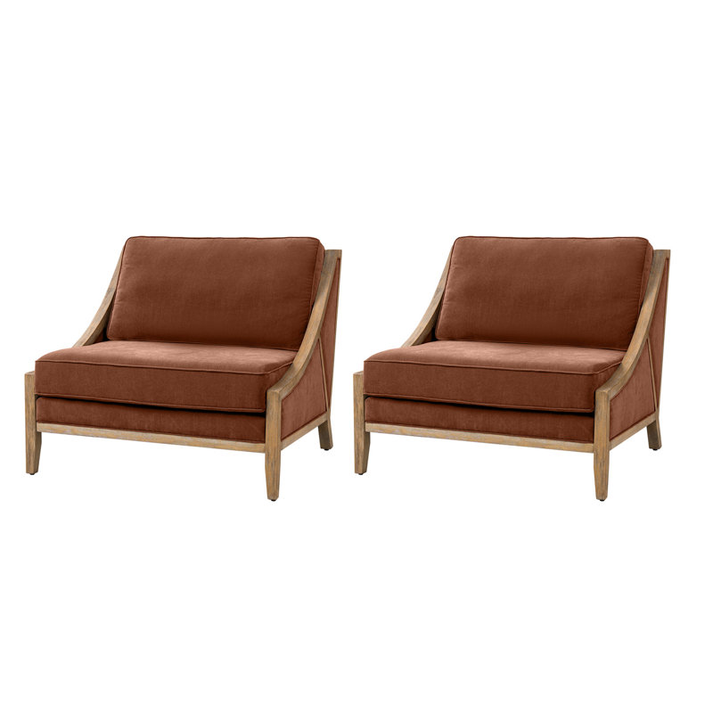Fauteuil d'appoint en bois massif surdimensionné 37,5 po Theoren, Burn-Brick