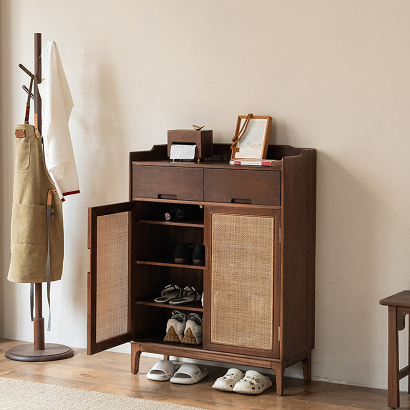 Rangement pour chaussures moderne en bois massif brun noisette