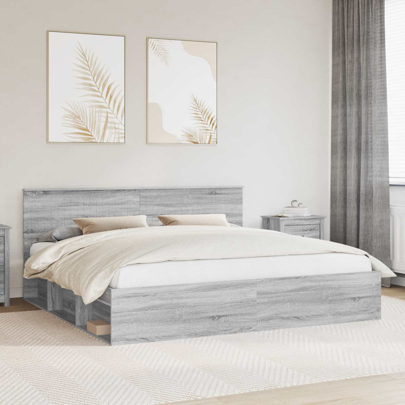 Solid Wood Bed, Super King (6'), Grey Sonoma