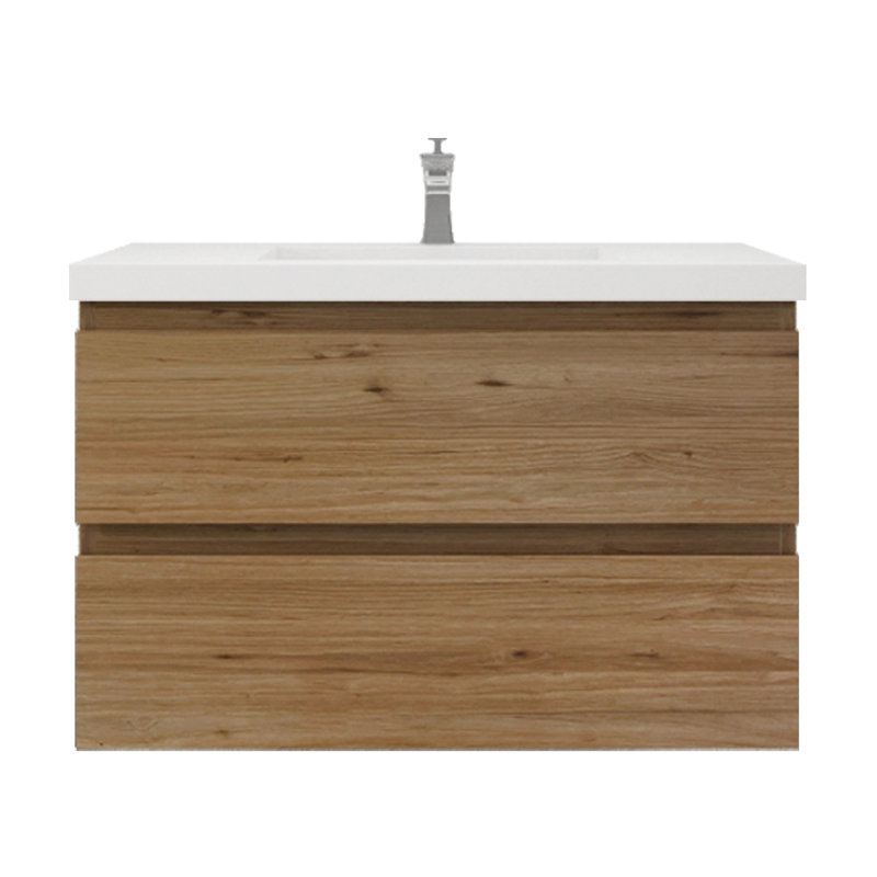 Amahd Single Bathroom Vanity with Acrylic Top, Natural Oak