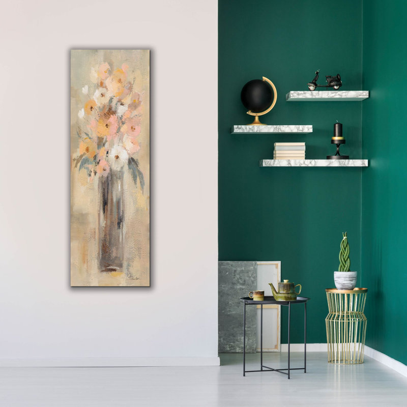 «Textured Floral 2» par Silvia Vassileva, art mural sur toile, H 60 po x l 20 po