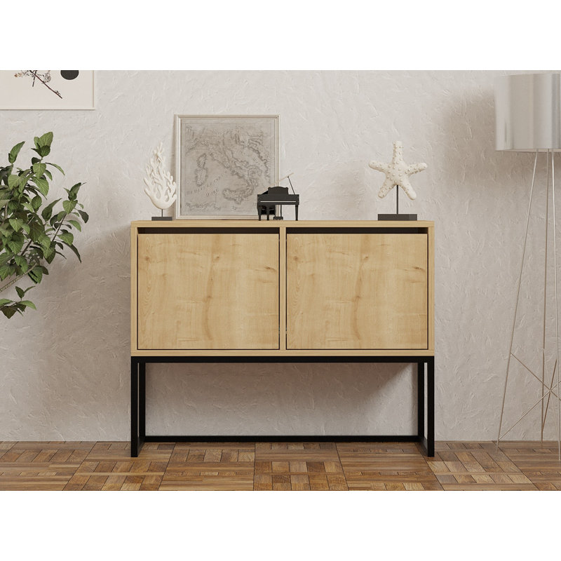 Console moderne, couleur saphir, 35,4 x 27,6 x 13,4 pouces | 100% panneau de particules enduit de mélamine, épaisseur: 0,7 pouce | Design industriel élégant, parfait pour le salon et le vestibule, élégant et durable