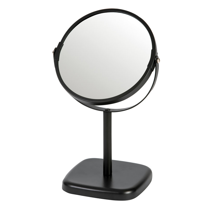 Arkadelphia Metal Round Floor Mirror, Black