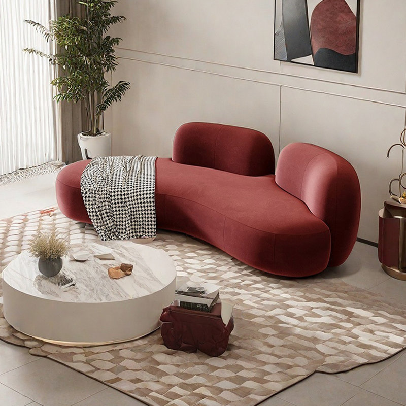 Chaise longue ergonomique avec tissu en flanelle, Orienté à droite, Rouge