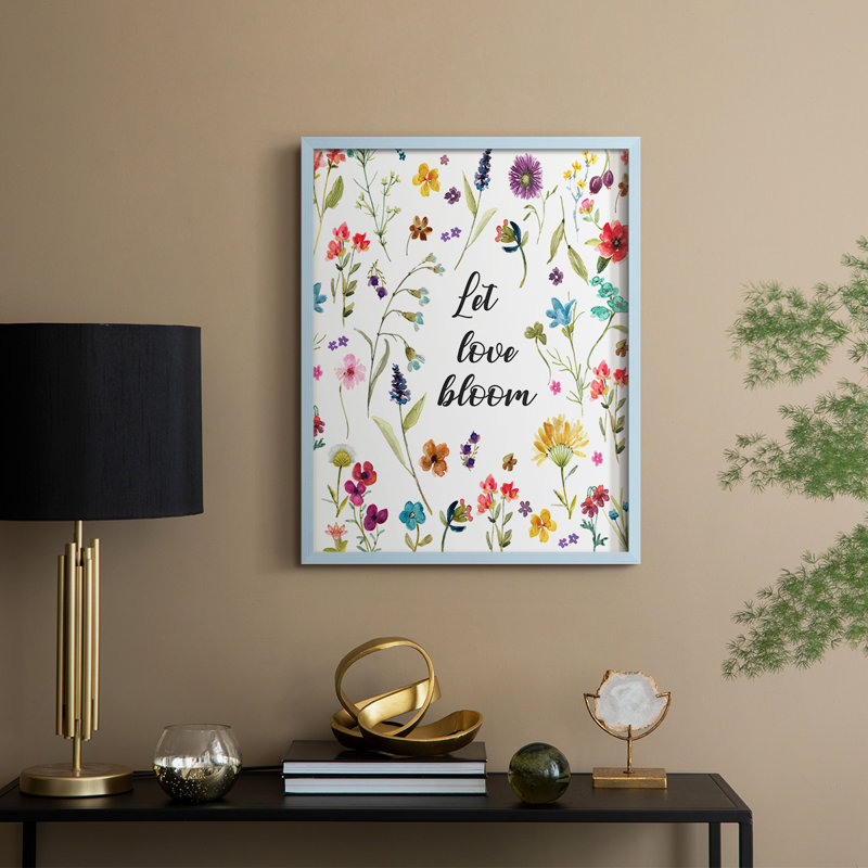 Let Love Bloom, reproduction encadrée - bois massif, Bleu, H 30 po x l 24 po