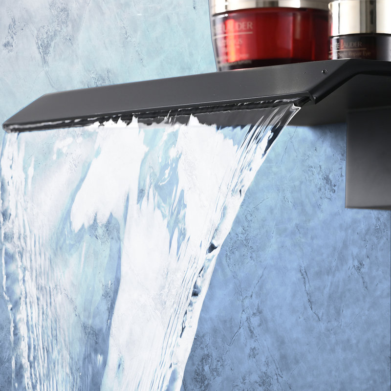 Wall Mount Waterfall Tub Faucet, Matte Black