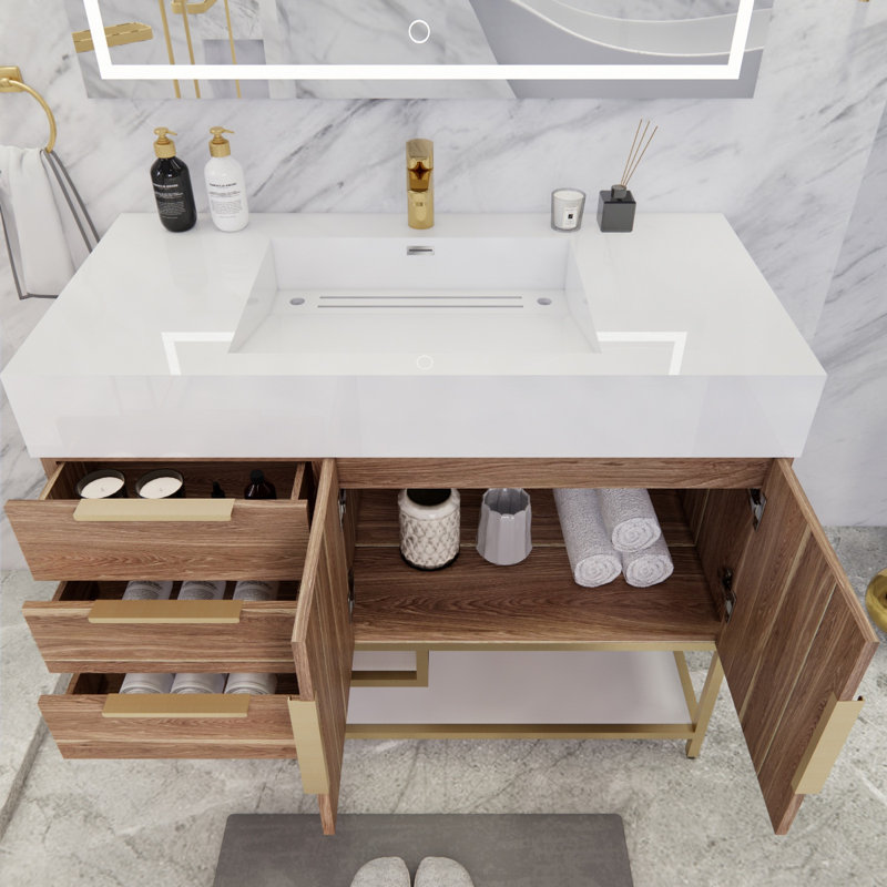 Ensemble de meuble-lavabo simple 42 po Glasgow, Chêne blanc foncé